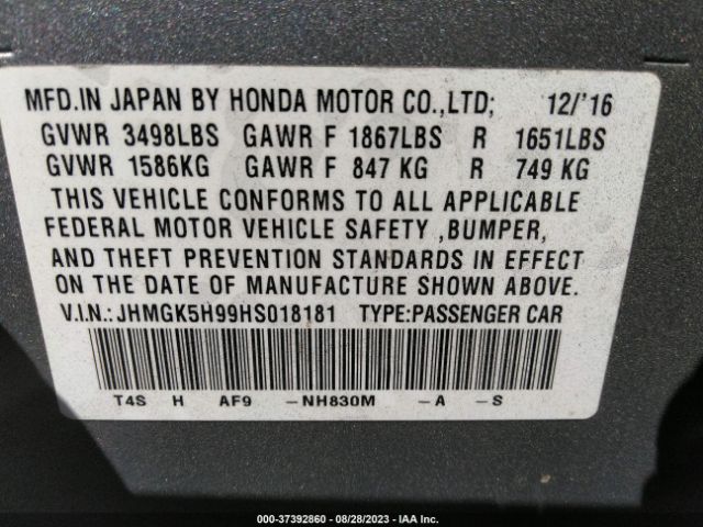 JHMGK5H99HS018181 Honda Fit Ex-l