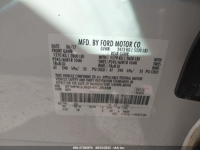 Ford EDGE SEL 2017 2FMPK3J92HBC26358 Image 9