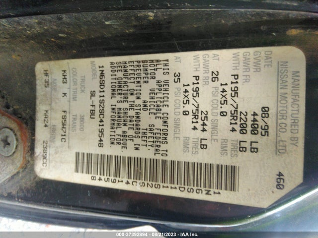 1995 NISSAN TRUCK E/XE VIN: 1N6SD11S2SC419548