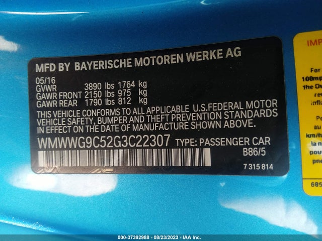 WMWWG9C52G3C22307 Mini Cooper Convertible S