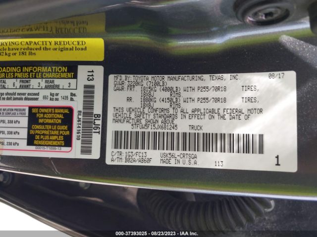 2018 TOYOTA TUNDRA 4WD 5TFUW5F15JX681245 Photo 8