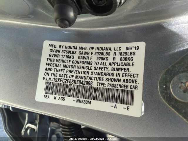 19XFC2F68KE042998 Honda Civic Sedan Lx