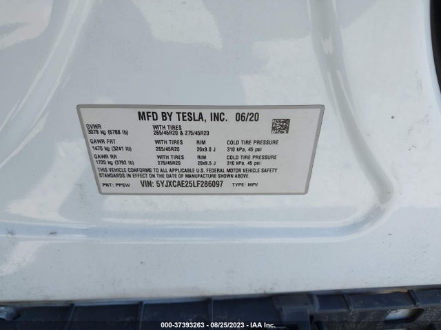 Tesla Model X Long Range 2020 5YJXCAE25LF286097 Image 9
