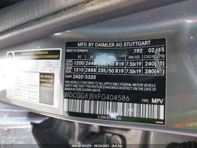 WDCGG8JBXFG404586 Mercedes-Benz Glk-class Glk 350