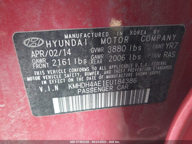 Hyundai ELANTRA SE 2014 KMHDH4AE1EU184386 Image 9
