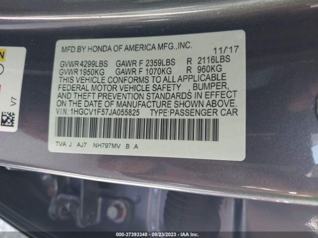 1HGCV1F57JA055825 Honda Accord Sedan Ex-l 1.5t