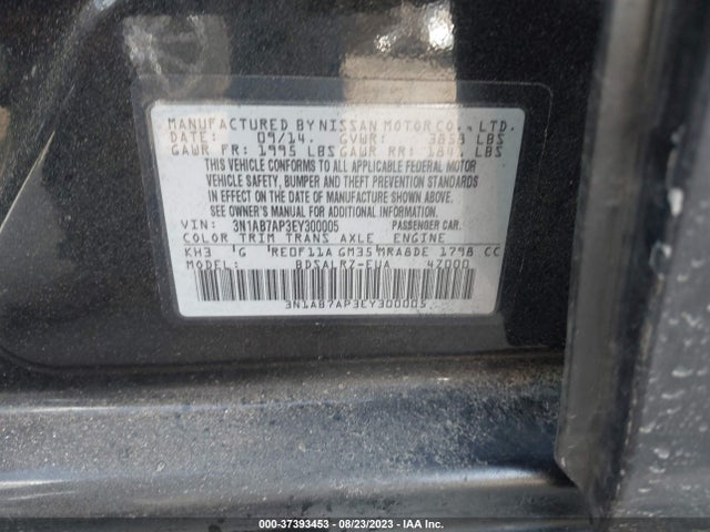 2014 NISSAN SENTRA SR VIN: 3N1AB7AP3EY300005