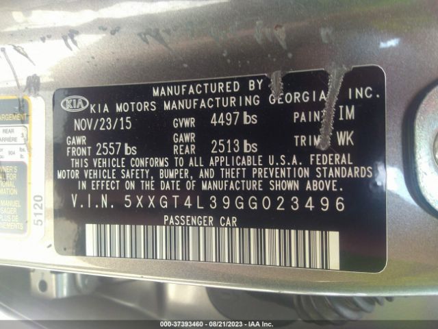 5XXGT4L39GG023496 KIA Optima Lx