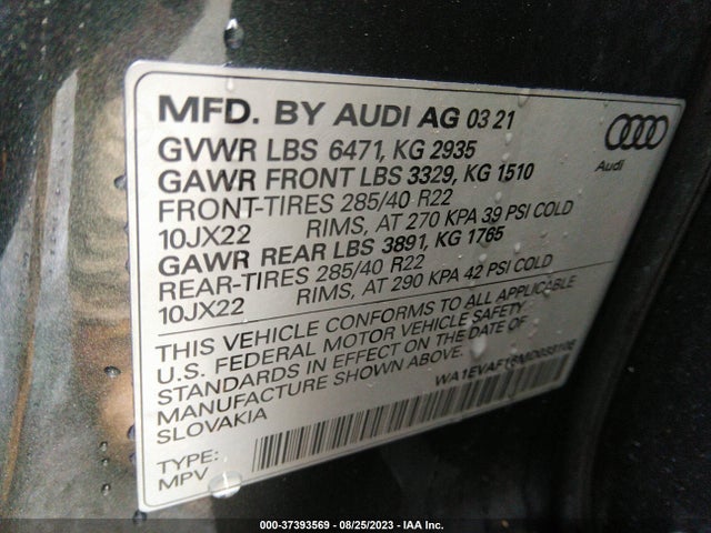 2021 Audi Q8, VIN: WA1EVAF16MD033106
