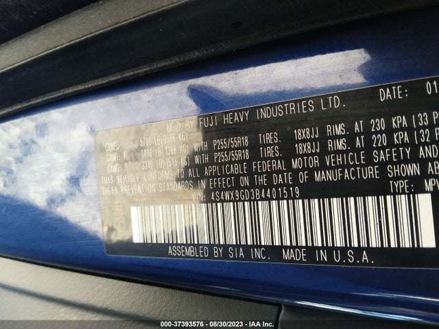 2011 SUBARU TRIBECA 3.6R LIMITED VIN: 4S4WX9GD3B4401519