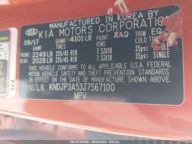 KNDJP3A53J7567100 KIA SOUL +