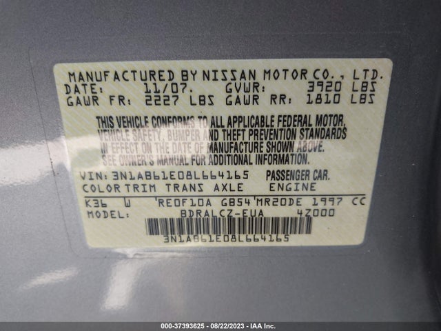 2008 NISSAN SENTRA 3N1AB61E08L664165 Photo 8