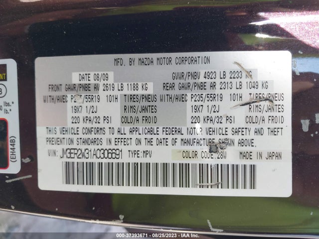 2010 MAZDA CX-7 GRAND TOURING VIN: JM3ER2W31A0306691