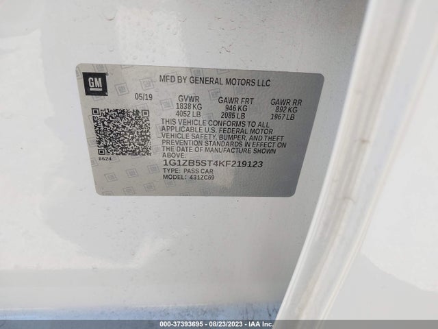 2019 CHEVROLET MALIBU LS VIN: 1G1ZB5ST4KF219123