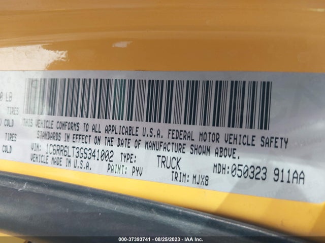 1C6RR6LT3GS341002 RAM 1500 Lone Star