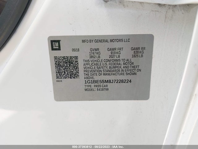 Chevrolet CRUZE LT 2018 1G1BE5SM8J7228224 Image 9