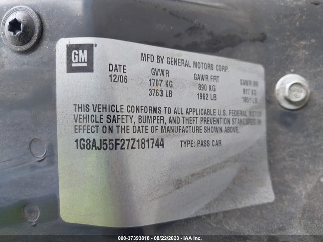 2007 SATURN ION ION 2 VIN: 1G8AJ55F27Z181744