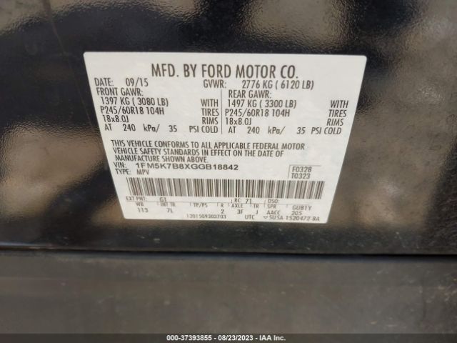 1FM5K7B8XGGB18842 Ford Explorer Base