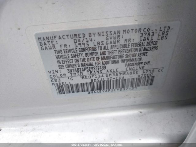 3N1AB7AP5EY237439 Nissan Sentra S/fe+ S/sv/fe+ Sv/sr/sl