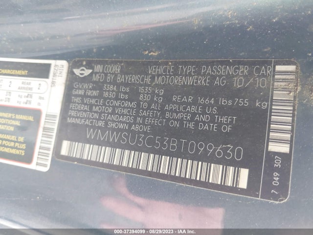 2011 MINI COOPER WMWSU3C53BT099630 Photo 8
