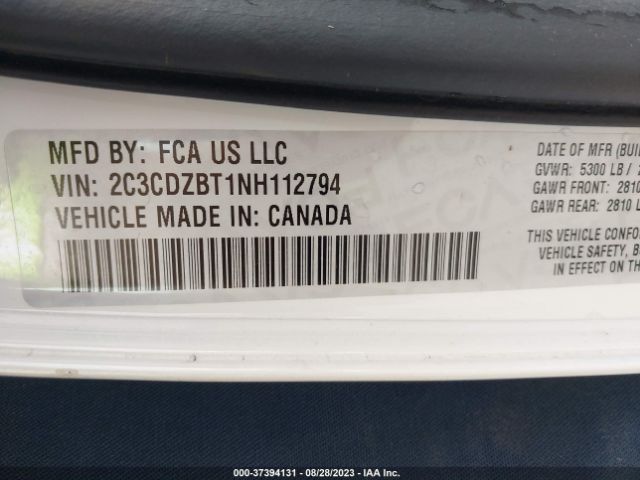2C3CDZBT1NH112794 Dodge Challenger R/t