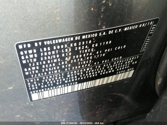 3VV4B7AXXJM211710 Volkswagen Tiguan Sel Premium