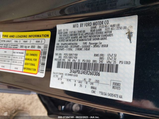 3FA6P0LU4ER260306 Ford Fusion Se Hybrid