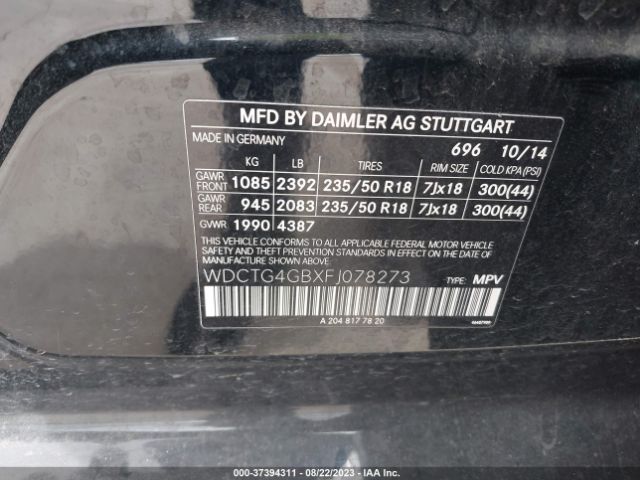 WDCTG4GBXFJ078273 Mercedes-Benz Gla-class Gla 250