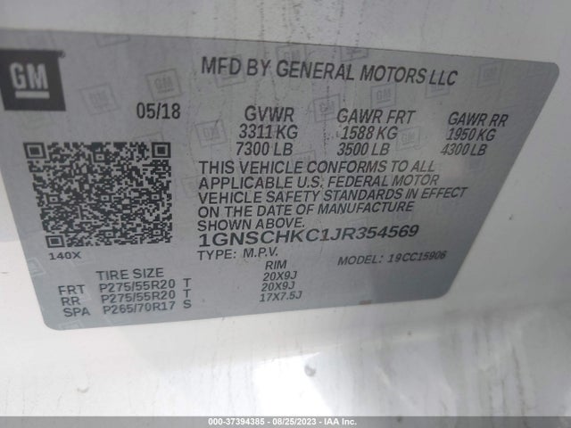 Chevrolet Suburban Lt 2018 1GNSCHKC1JR354569 Image 9