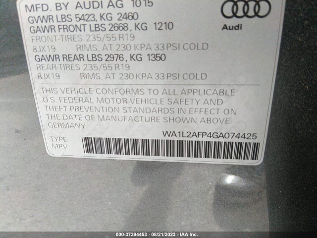 WA1L2AFP4GA074425 Audi Q5 Premium Plus