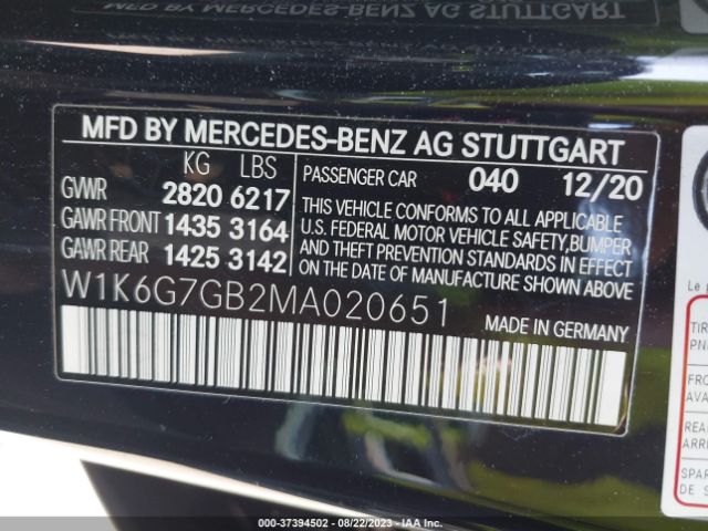 W1K6G7GB2MA020651 Mercedes-Benz S-class S 580