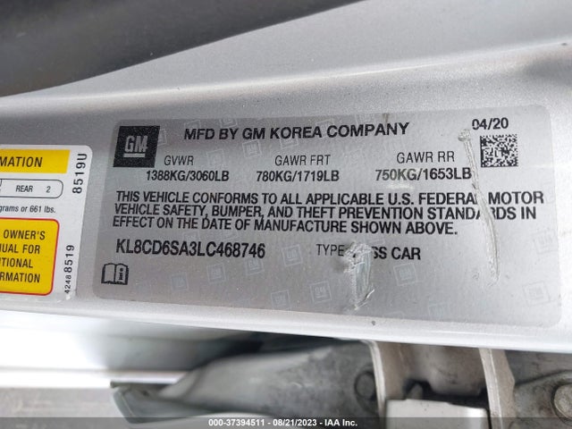 Chevrolet Spark Lt 2020 KL8CD6SA3LC468746 Image 9