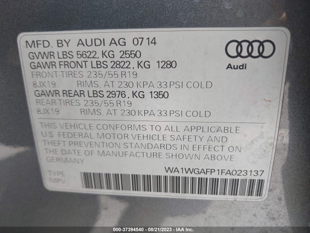 WA1WGAFP1FA023137 Audi Q5 Prestige