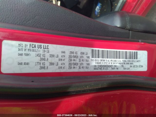 1C4RDHDG0HC643427 Dodge DURANGO GT
