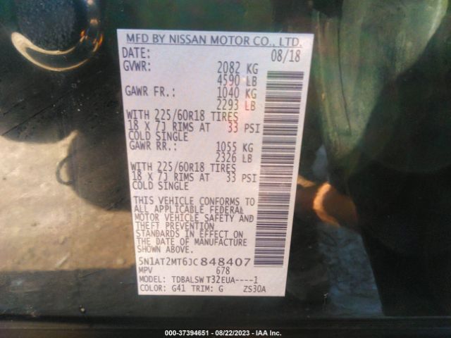 5N1AT2MT6JC848407 Nissan Rogue Sl