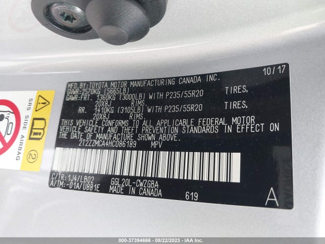 2T2ZZMCA4HC086189 Lexus Rx Rx 350
