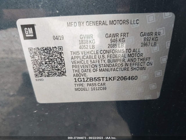 Chevrolet MALIBU LS 2019 1G1ZB5ST1KF206460 Image 9