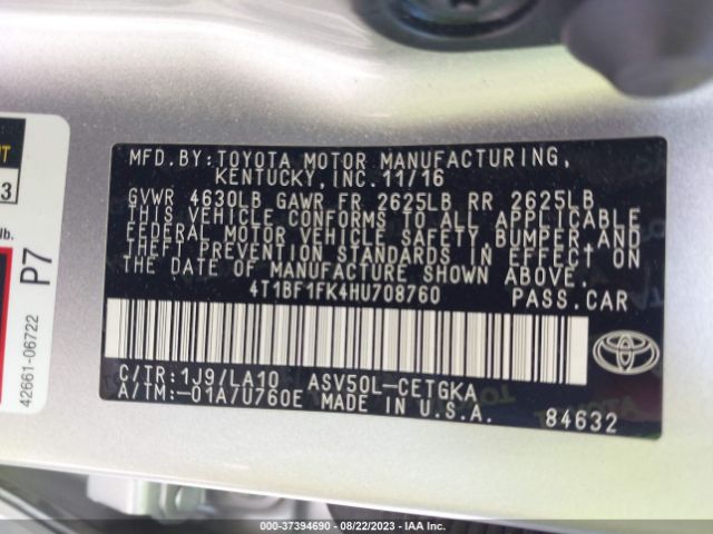 4T1BF1FK4HU708760 Toyota Camry Xle/se/le/xse
