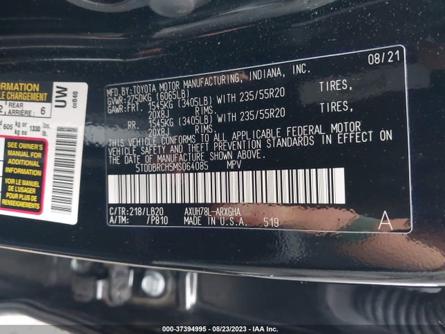 Toyota Highlander Hybrid Limited 2021 5TDDBRCH5MS064085 Image 15