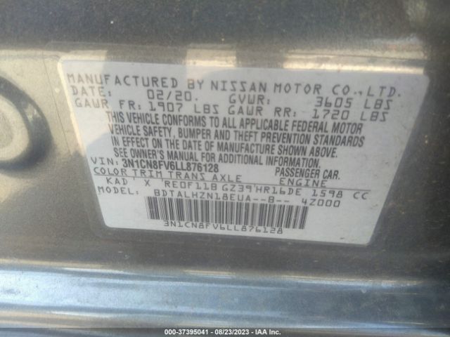 3N1CN8FV6LL876128 Nissan VERSA SR