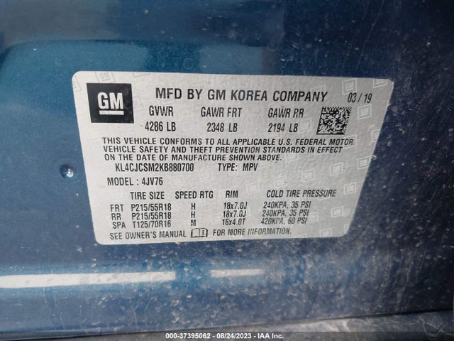 KL4CJCSM2KB880700 Buick Encore Essence