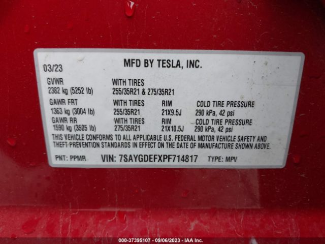 2023 TESLA MODEL Y 7SAYGDEFXPF714817 Photo 8