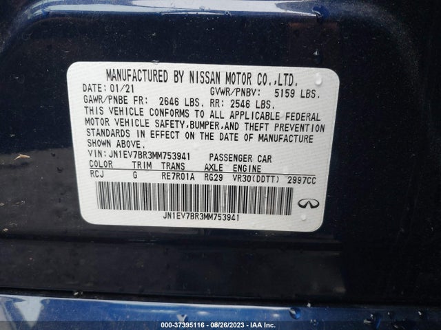 JN1EV7BR3MM753941 Infiniti Q50 3.0t Luxe