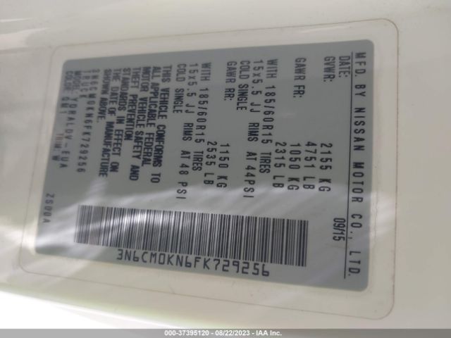 3N6CM0KN6FK729256 Nissan Nv200 S