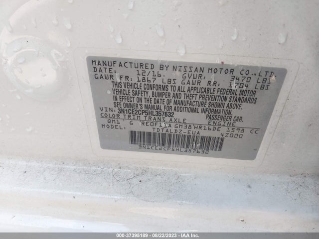 2017 NISSAN VERSA NOTE SV VIN: 3N1CE2CP5HL357632