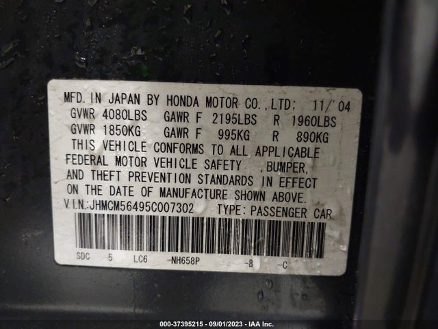 2005 HONDA ACCORD SDN LX VIN: JHMCM56495C007302