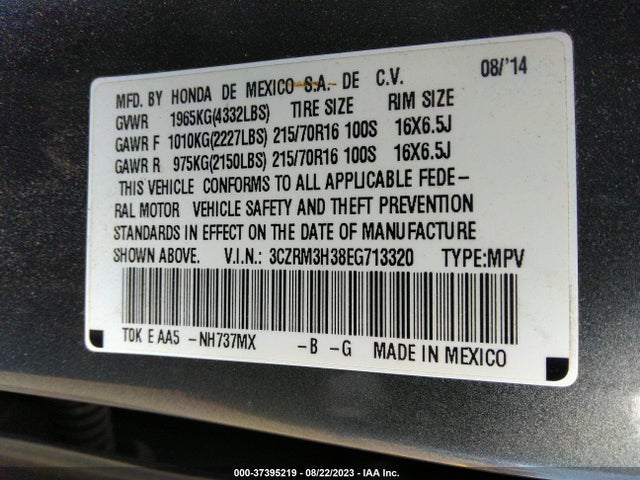 Honda CR-V LX 2014 3CZRM3H38EG713320 Image 9