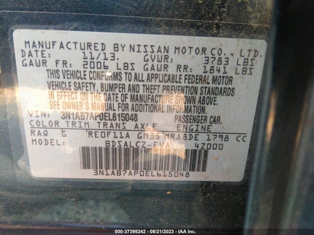 Nissan SENTRA S 2014 3N1AB7AP0EL615048 Image 15