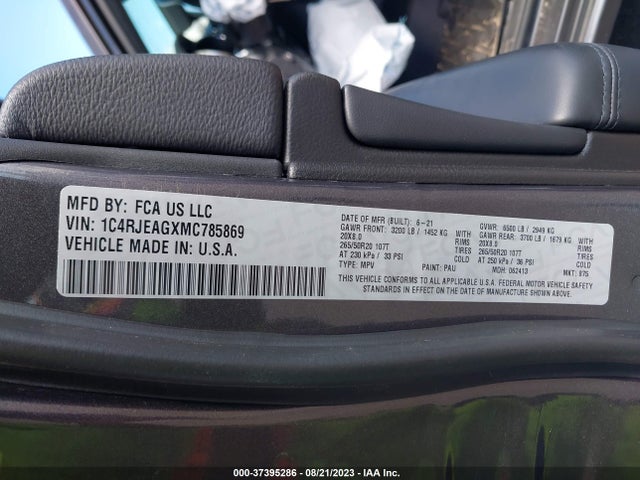 1C4RJEAGXMC785869 Jeep Grand Cherokee Laredo X
