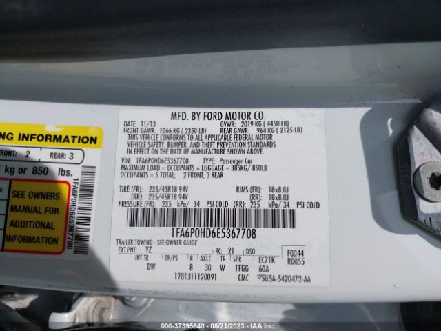 1FA6P0HD6E5367708 Ford FUSION SE